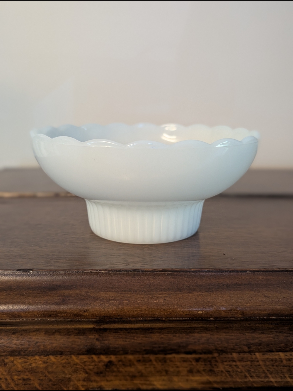 Vintage E.O. Brody Co. Milk Glass Scalloped Pedestal Bowl M2000